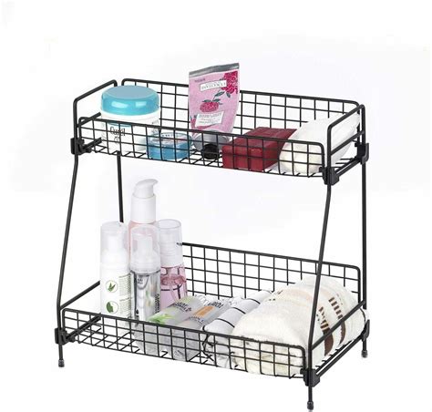 stailess steel storage box for bathroom counter|2 Tier Bathroom Countertop Organizer, Stainless Steel Sink .